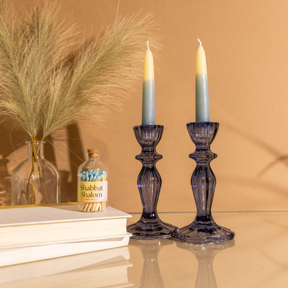 Glass Candle Holders - Navy