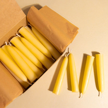 Natural Yellow Beeswax Shabbat Candles