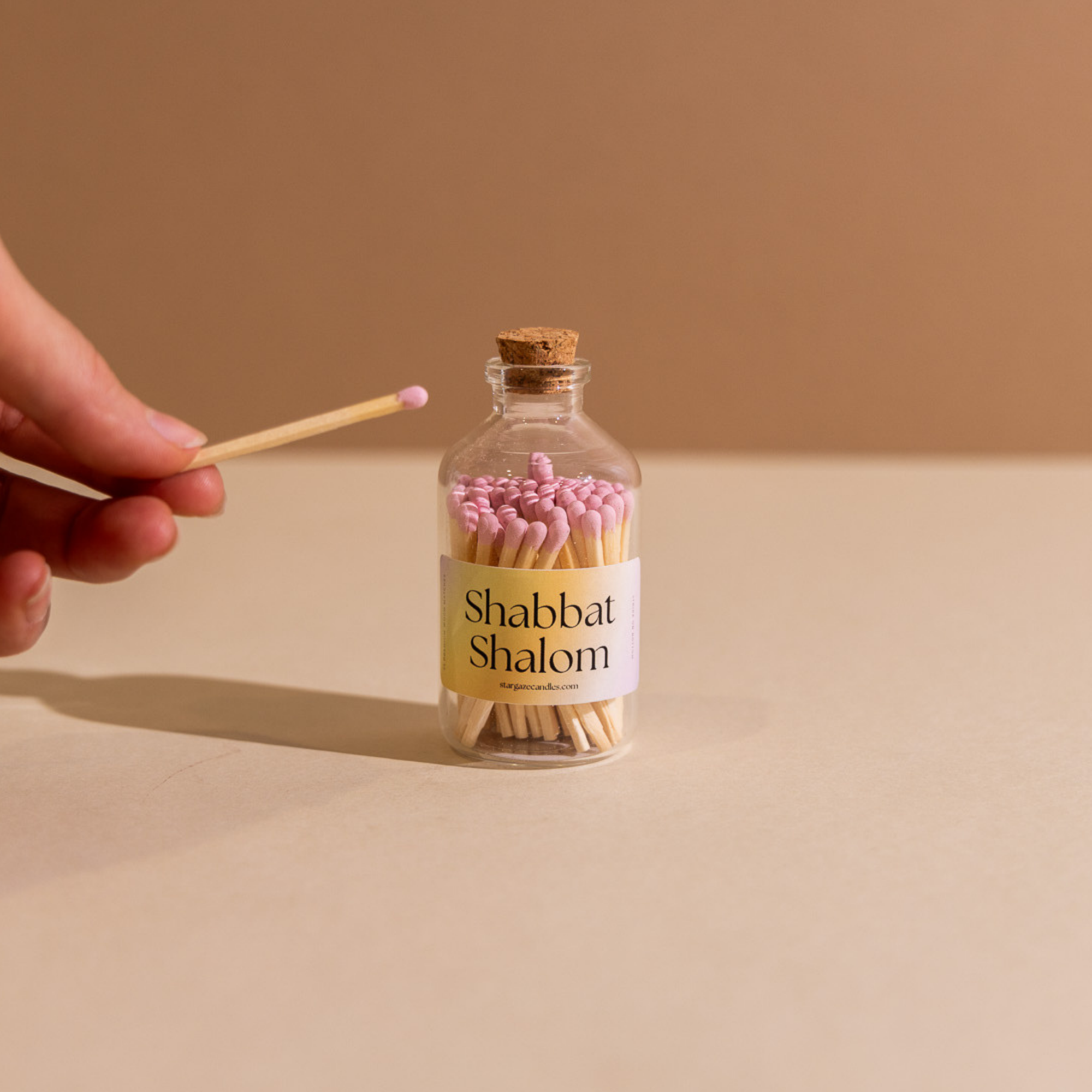 Shabbat Shalom Match Jar - Blush Pink