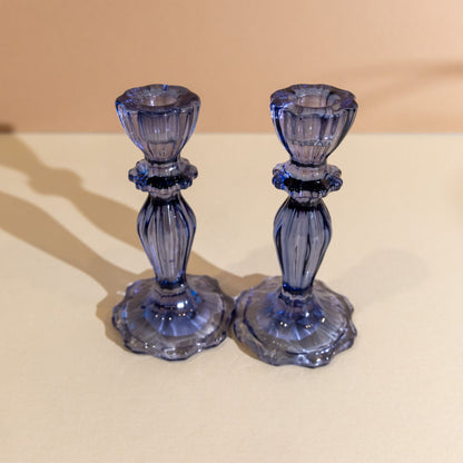 Glass Candle Holders - Navy