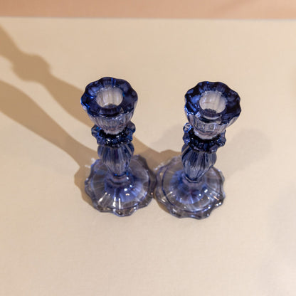 Glass Candle Holders - Navy