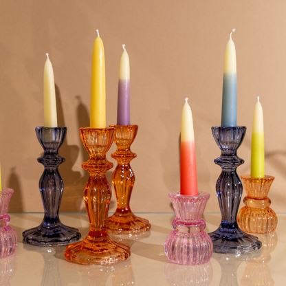 Glass Candle Holders - Navy