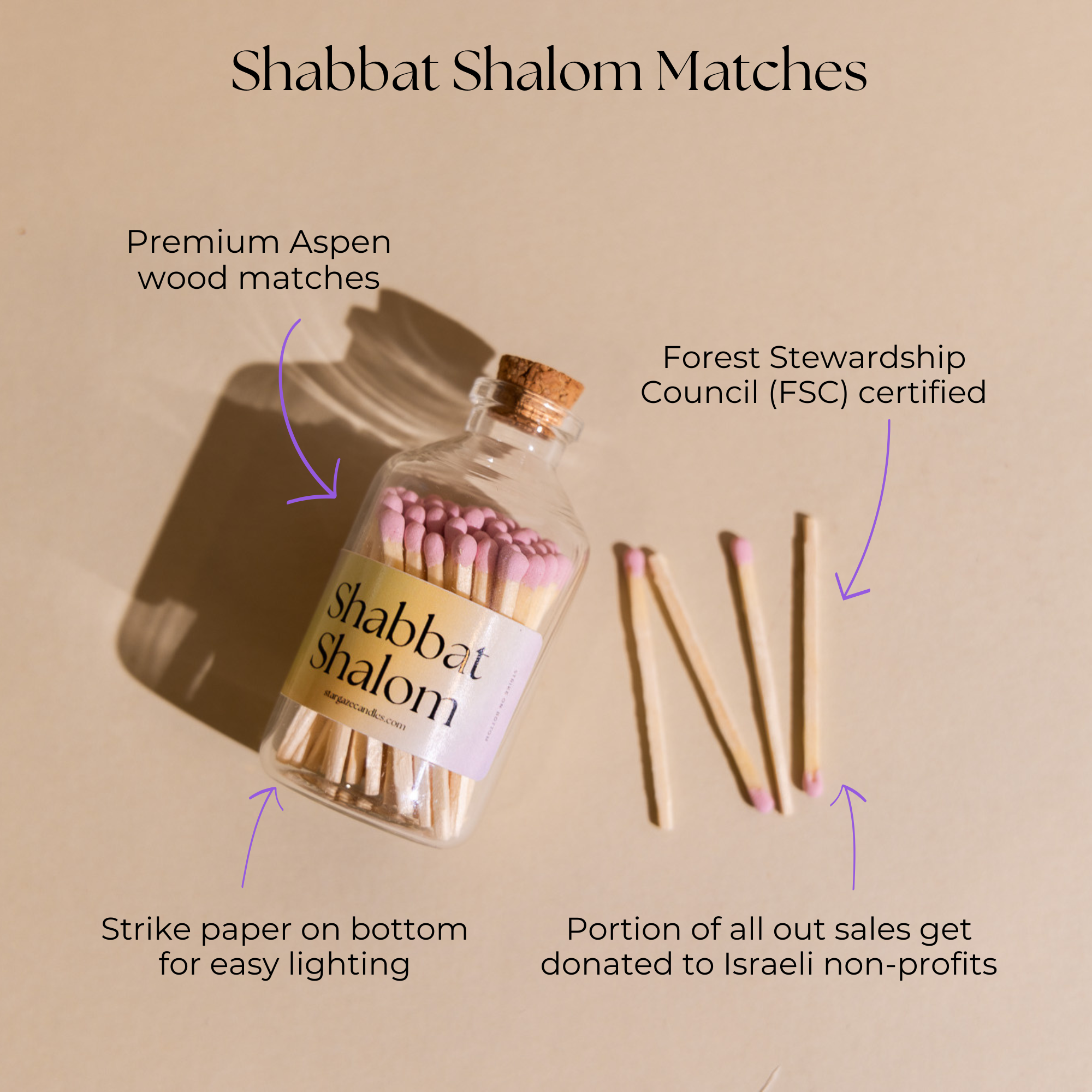 Shabbat Shalom Match Jar - Blush Pink