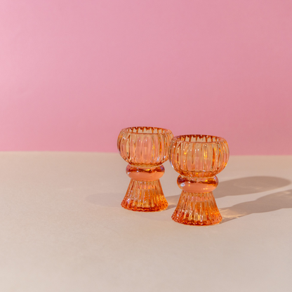 Two Sided Glass Candle Holders - Sunset